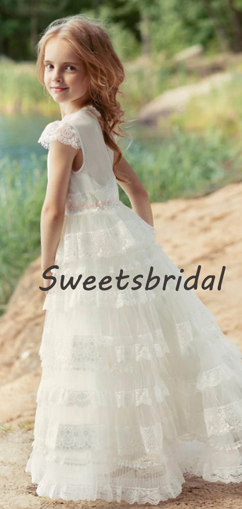 Lovely Round Neck Sleeveless A Line Tulle Flower Girl Dresses,GTE2136