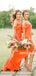 Colorful Off-shoulder Mermaid Side Slit Long Bridesmaid Dresses Online, SWE1234