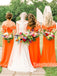 Colorful Off-shoulder Mermaid Side Slit Long Bridesmaid Dresses Online, SWE1234