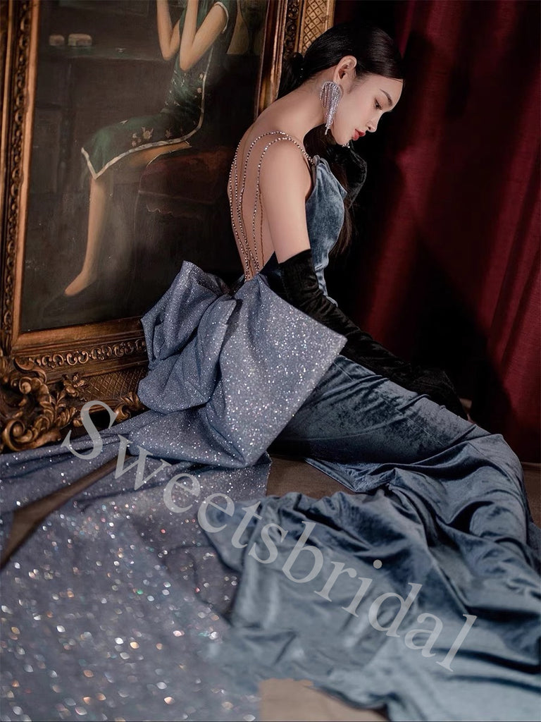 Elegant Square Sleeveless Mermaid Long Prom Dress,SW1944