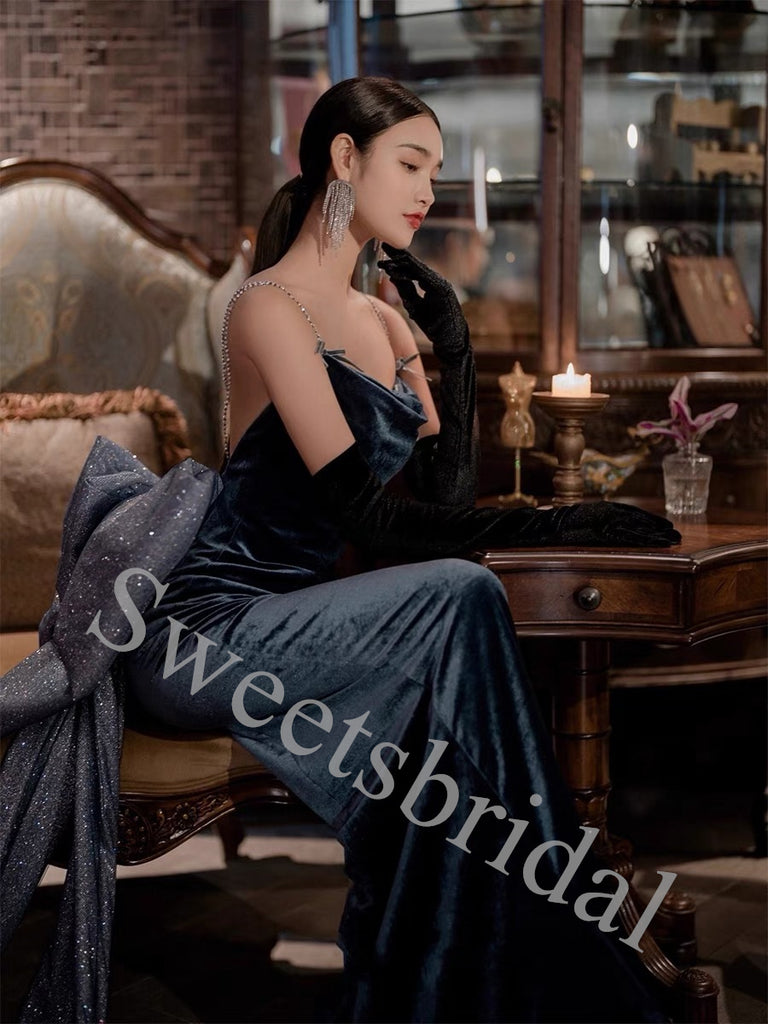 Elegant Square Sleeveless Mermaid Long Prom Dress,SW1944