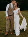 Pretty Vintage V-neck Cap Sleeve Mermaid Long Wedding Dresses Evening Dresses,WD1139