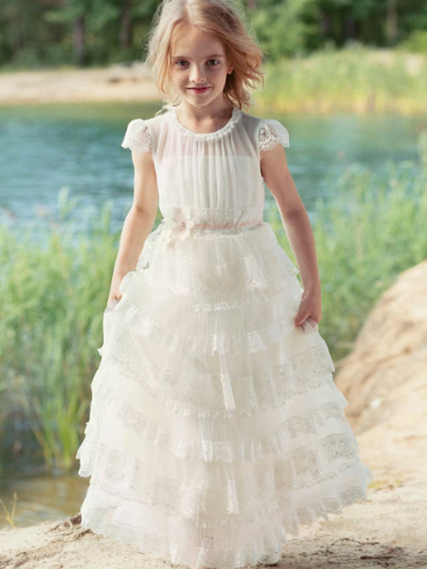 Lovely Round Neck Sleeveless A Line Tulle Flower Girl Dresses,GTE2136