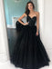 Simple Sweetheart A-line Tulle Sequin Long Prom Dresses.SW1179
