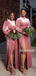Elegant Halter Mermaid Side Slit Velvet Long Bridesmaid Dresses ,SWE1235