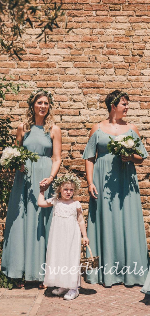 Off-shoulder Floor-length Chiffon Wedding Bridesmaid Dresses, SW1191