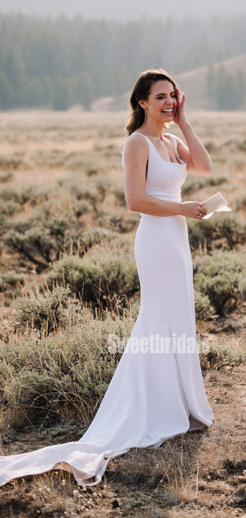 Spaghetti Straps Mermaid Simple Long Wedding Dresses, WG210