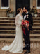 Simple V-neck Long sleeves A-line Wedding Dresses, DB0243