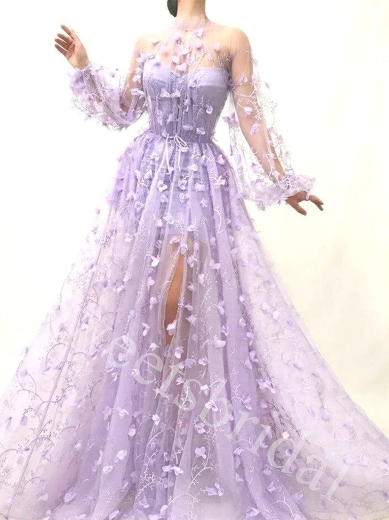 Sexy Sweetheart Long sleeves A-line Long Prom Dress,SW1945