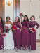 Mismatched Long sleeves A-line Pleats Side slit Elegant Simple Long Bridesmaid Dresses,SWE1284