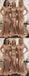 Mismatched Side Slit Sweep Trailing Sequined Mermaid Long Bridesmaid Dresses, SW1060