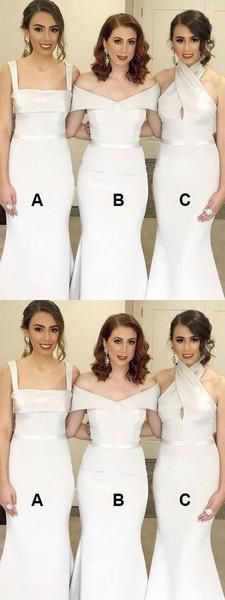 Cheap Mismatched Ivory Sleeveless Mermiad Long Bridesmaid Dresses, SW1079