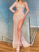 Elegant one-shoulder Side slit Mermaid Prom Dresses,SW1356