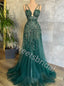 Sexy V-neck Sleeveless Spaghetti straps A-line Prom Dresses,SW1735