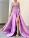 Sexy V-neck Sleeveless Side slit A-line Prom Dresses,SW1854