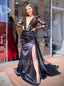 Sexy V-neck Long sleeves Side slit A-line Prom Dresses, SW1331