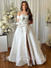 Simple Off-shoulder Side slit A-line Wedding Dresses, DB0212