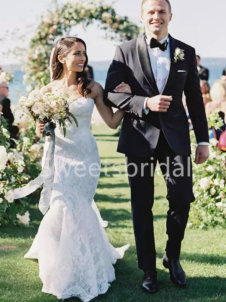 Elegant Sweetheart Mermaid Lace applique Wedding Dresses, DB0257