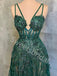 Sexy V-neck Sleeveless Spaghetti straps A-line Prom Dresses,SW1735