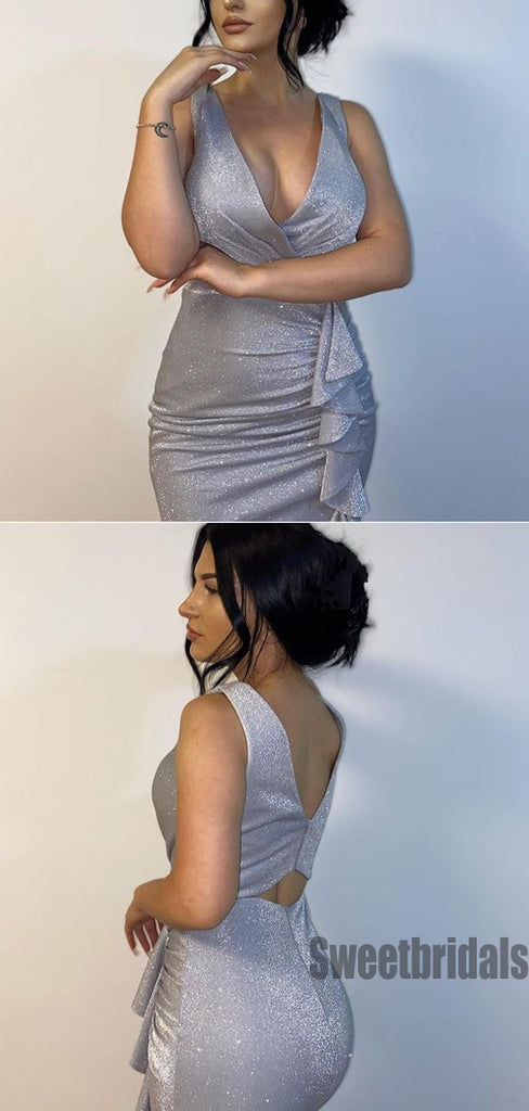 Charming V-neck Mermaid Side Slit Long Prom Dresses.SW1248
