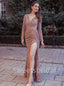 Sexy Long sleeves V-neck Side slit Mermaid Prom Dresses, SW1461