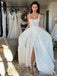 Simple Square Spaghetti straps A-Line Lace Wedding Dresses,DB0187