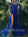 Sexy V-neck Off-shoulder Side slit Mermaid Prom Dresses, SW1462