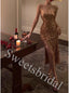 Sexy Square Sleeveless Side slit Sheath Long Prom Dress,SW1949