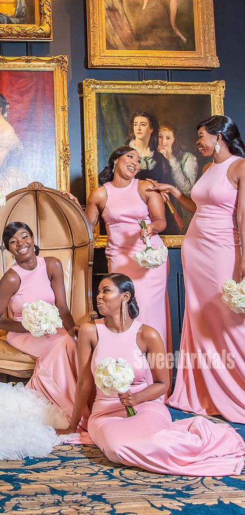 Sexy Halter Mermaid Sleeveless Long Bridesmaid Dresses,SWE1261