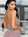 Sexy Deep V-neck Side slit A-line Prom Dresses, SW1544