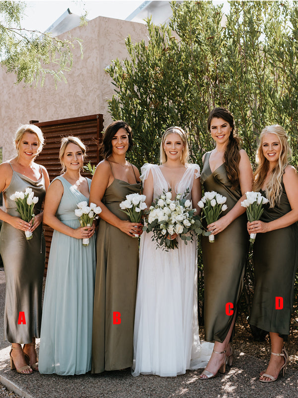 Mismatched Mermaid Soft Satin Short Bridesmaid Dresses Online ,SWE1239