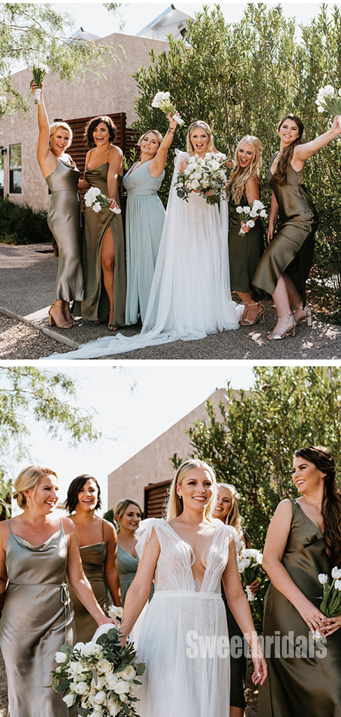 Mismatched Mermaid Soft Satin Short Bridesmaid Dresses Online ,SWE1239