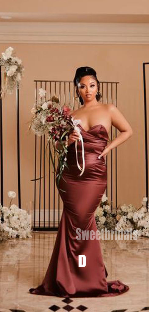 Mismatched Mermaid Soft Satin Simple Long Bridesmaid Dresses,SW1262