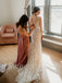Simple V-neck Spaghetti straps Mermaid Lace applique Wedding Dresses, DB0224