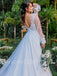 Simple V-neck Lone sleeves  A-line Lace applique Wedding Dresses,DB0217