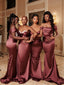 Mismatched Mermaid Soft Satin Simple Long Bridesmaid Dresses,SW1262