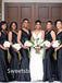 Black V-neck Mermaid Floor-length Elegant Simple Long Bridesmaid Dresses ,SWE1345