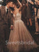 Elegant Spaghetti straps V-neck A-line Lace applique Wedding Dresses,DB0303