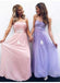 Cheap A Line Strapless Sleeveless Mismatched Chiffon Long Bridesmaid Dresses, SW1030