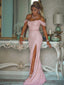 Sexy Off-shoulder Side Slit Mermaid Sequin Long Evening Prom Dresses, PD0033