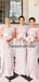 Cheap Light Pink Ruffle Sleeves Sweep Trailing Mermaid Long Bridesmaid Dresses, SW1032