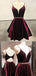 Simple Spaghetti Strap V Neck Open Back A Line Short Homecoming Dress, BTW183