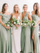 Elegant Mint Green Mismatched Chiffon Bridesmaid Dresses, Wedding Party Dresses, MD548