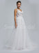 Elegant Spaghetti straps V-neck A-line Lace applique Wedding Dresses, DB0262