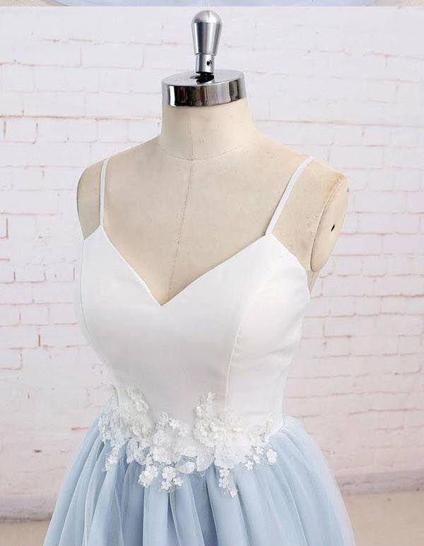 Simple Spaghetti Strap A Line Sweep Train Long Prom Dress, DPB167