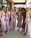 Simple Spaghetti Strap Side Slit Mermaid Long Bridesmaid Dresses, SW1082
