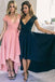 Sexy Deep V Neck High Low Short Homecoming Dresses ,BTW128