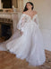 Simple V-neck Off-shoulder A-line Lace applique Wedding Dresses , DB0252