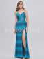 Sexy V-neck Spaghetti straps Side slit Mermaid Prom Dresses, SW1488