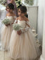 Elegant Straight A-line Long Sleeve Tulle Lace Flower Girl Dresses, FGS0031